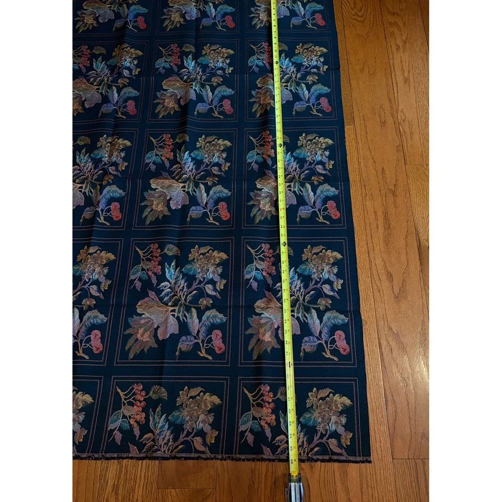 Vintage Tapestry Upholstery Fabric Black Floral Jacquard Panels 35x56